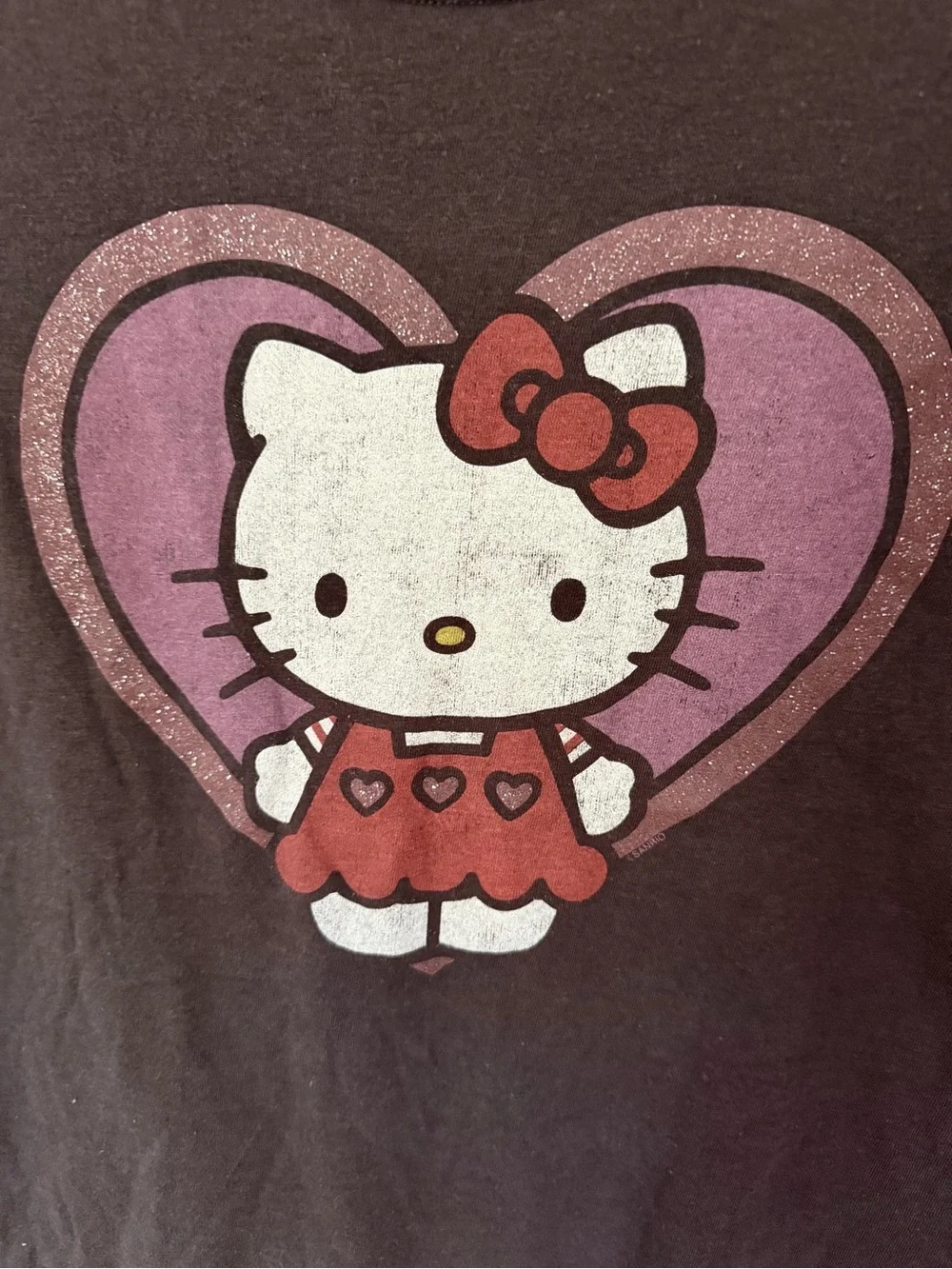 Hello Kitty Girls' Graphic Tee with Sparkly Pink Heart
